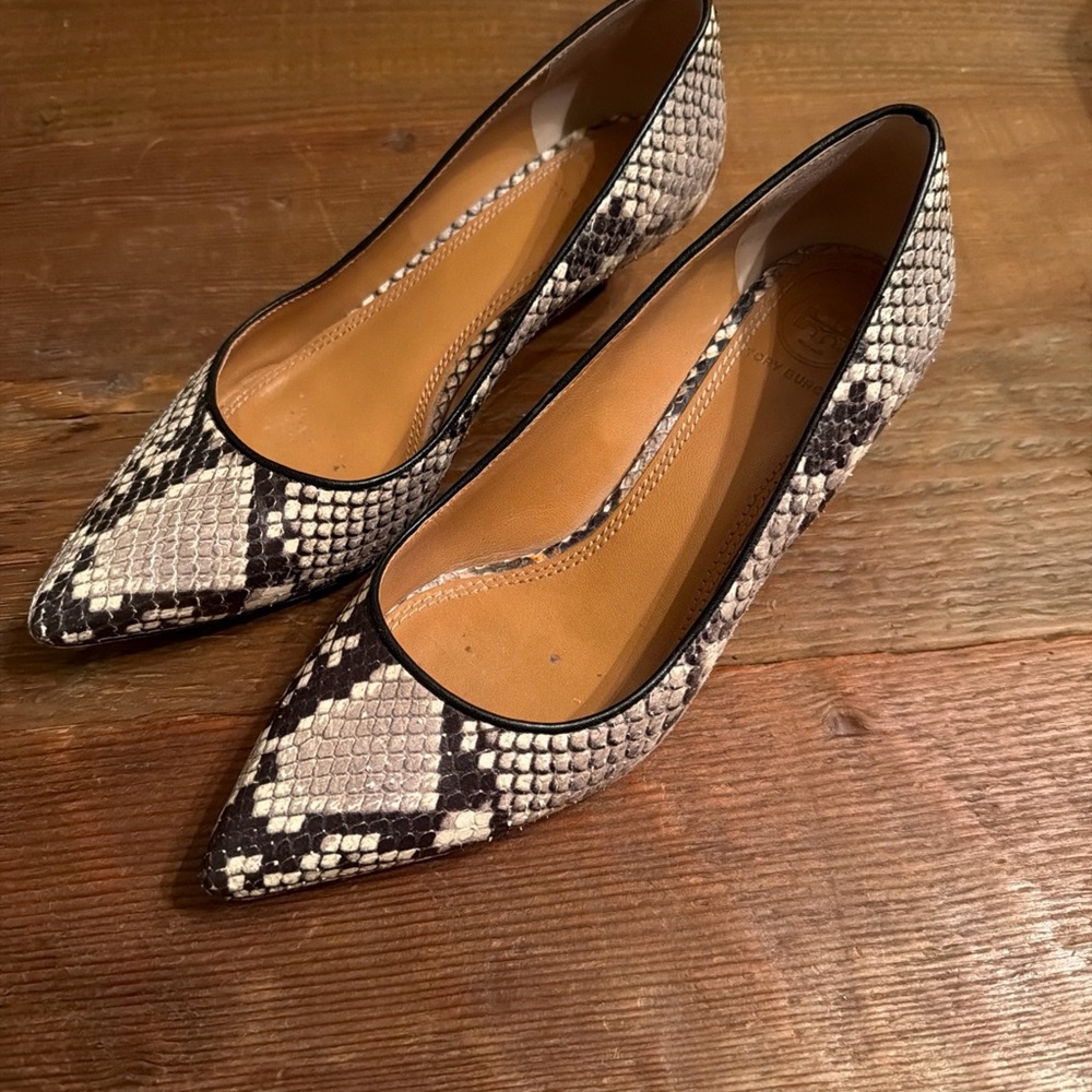 Tory Burch Women Shoes Pump Snake Skin Print Kitten High Heel 6M Quiet Luxury